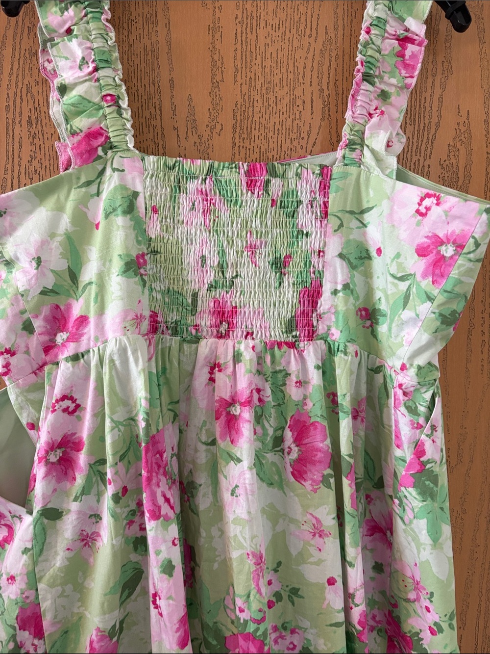 Floral Ruffled Strap Sundress - Pink & Green - Picture 7 of 8